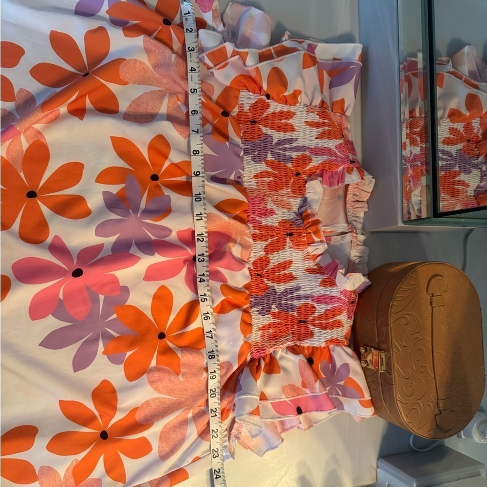 SHEIN  Floral Blouse in Orange and Pink Women’s 1X NWOT - Picture 3 of 8